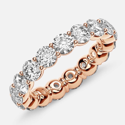 Classic Prong Set Eternity Ring with Round Diamonds in 18k Rose Gold