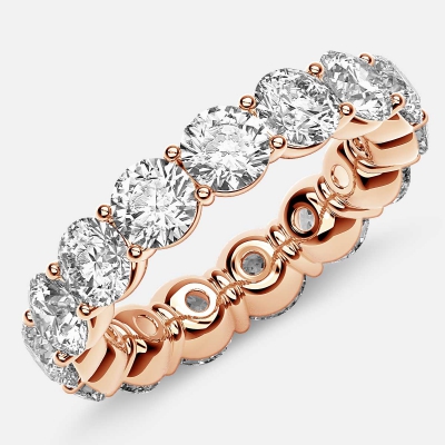 Classic Prong Set Eternity Ring with Round Diamonds in 18k Rose Gold