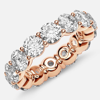 Classic Prong Set Eternity Ring with Round Diamonds in 18k Rose Gold