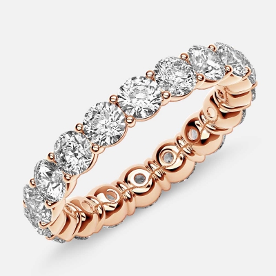 Classic Prong Set Eternity Ring with Round Diamonds in 18k Rose Gold