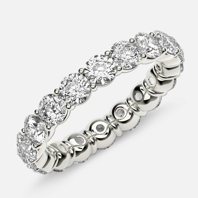 Classic Prong Set Eternity Ring with Round Diamonds in 18k White Gold