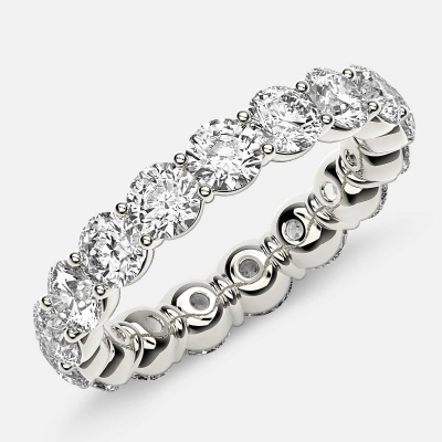 Classic Prong Set Eternity Ring with Round Diamonds in 18k White Gold