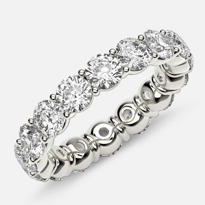 Classic Prong Set Eternity Ring with Round Diamonds in 18k White Gold