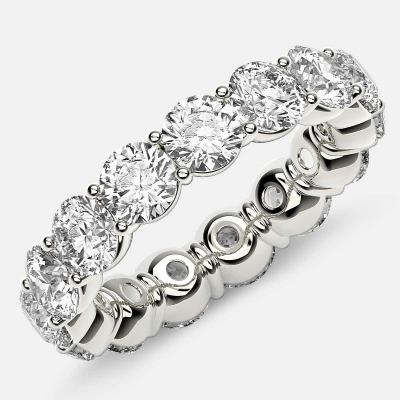 Classic Prong Set Eternity Ring with Round Diamonds in 18k White Gold