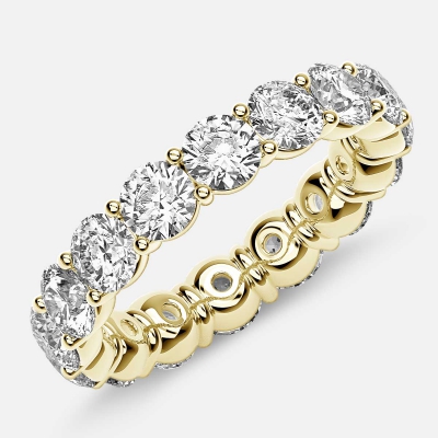 Classic Prong Set Eternity Ring with Round Diamonds in 18k Yellow Gold