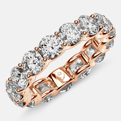 Eternity Ring with Arch Prong Set Round Diamonds in 18k Rose Gold