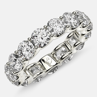 Eternity Ring with Arch Prong Set Round Diamonds in 18k White Gold