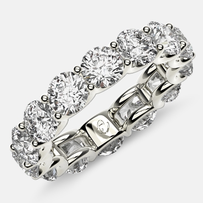 Eternity Ring with Arch Prong Set Round Diamonds in 18k White Gold