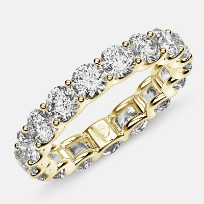 Eternity Ring with Arch Prong Set Round Diamonds in 18k Yellow Gold