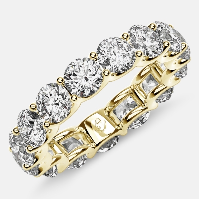 Eternity Ring with Arch Prong Set Round Diamonds in 18k Yellow Gold