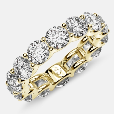 Eternity Ring with Arch Prong Set Round Diamonds in 18k Yellow Gold