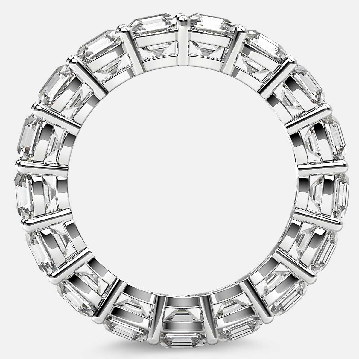 Eternity Ring with Prong Set Asscher Cut Diamonds in Platinum