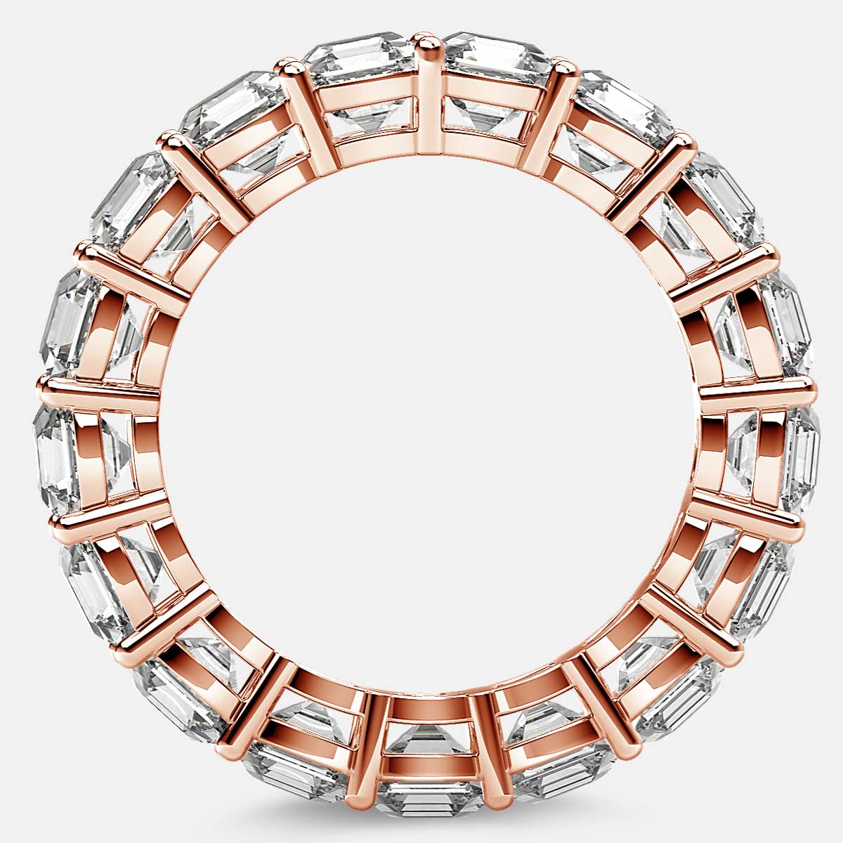 Eternity Ring with Prong Set Asscher Cut Diamonds in 18k Rose Gold