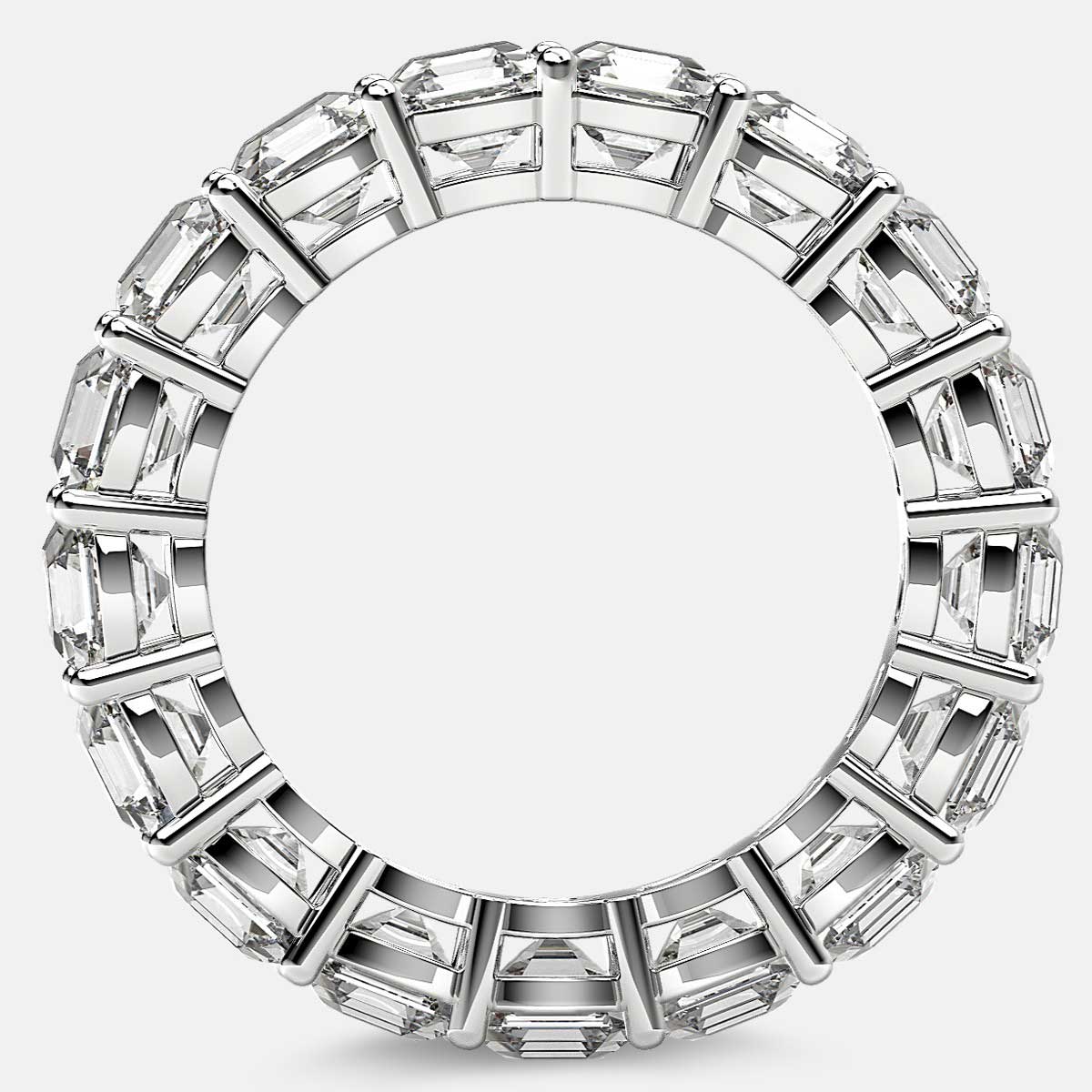 Eternity Ring with Prong Set Asscher Cut Diamonds in 18k White Gold