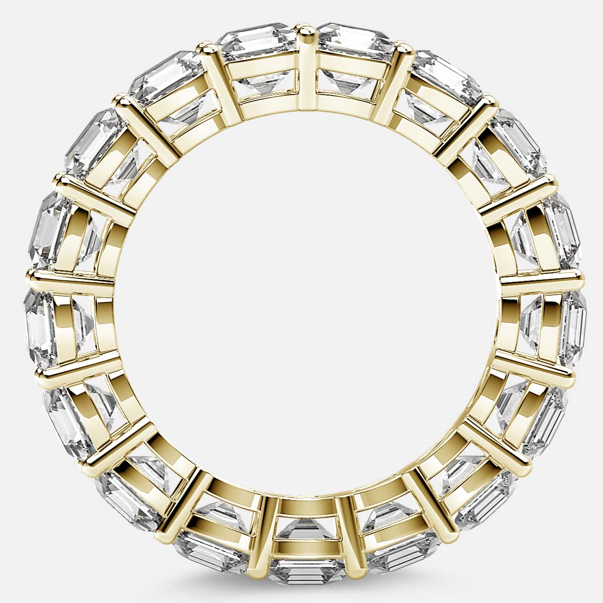 Eternity Ring with Prong Set Asscher Cut Diamonds in 18k Yellow Gold