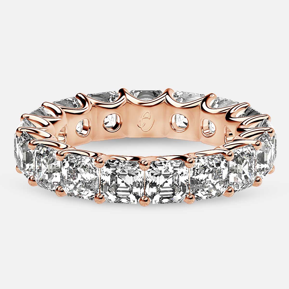 Eternity Ring with Arch Prong Set Asscher Diamonds in 18k Rose Gold