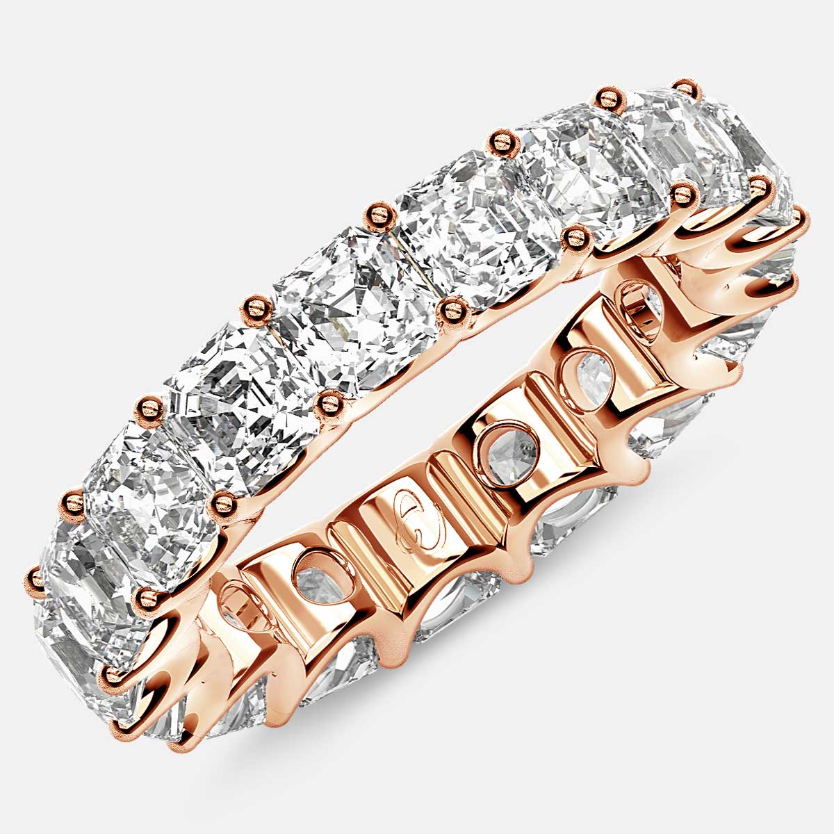 Eternity Ring with Arch Prong Set Asscher Diamonds in 18k Rose Gold