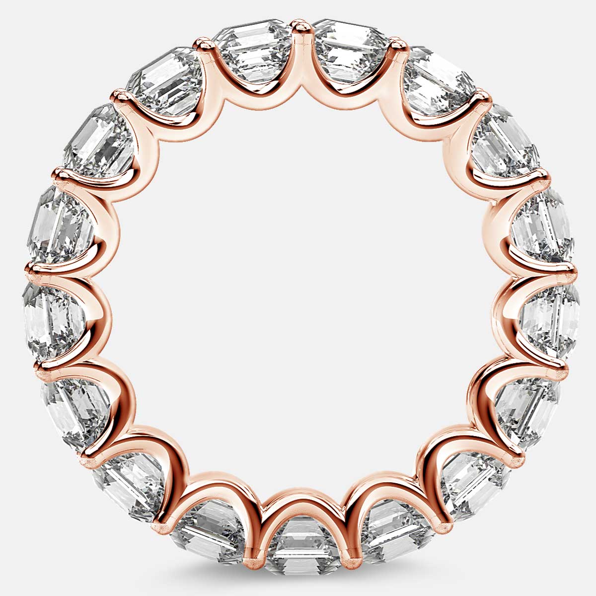 Eternity Ring with Arch Prong Set Asscher Diamonds in 18k Rose Gold