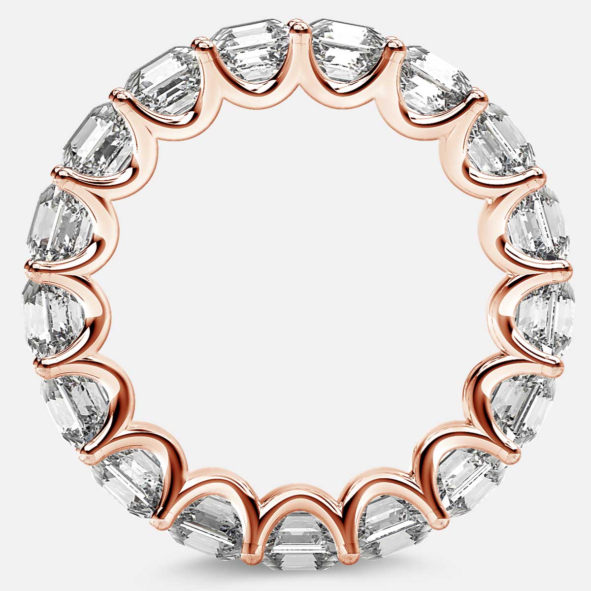 Eternity Ring with Arch Prong Set Asscher Diamonds in 18k Rose Gold