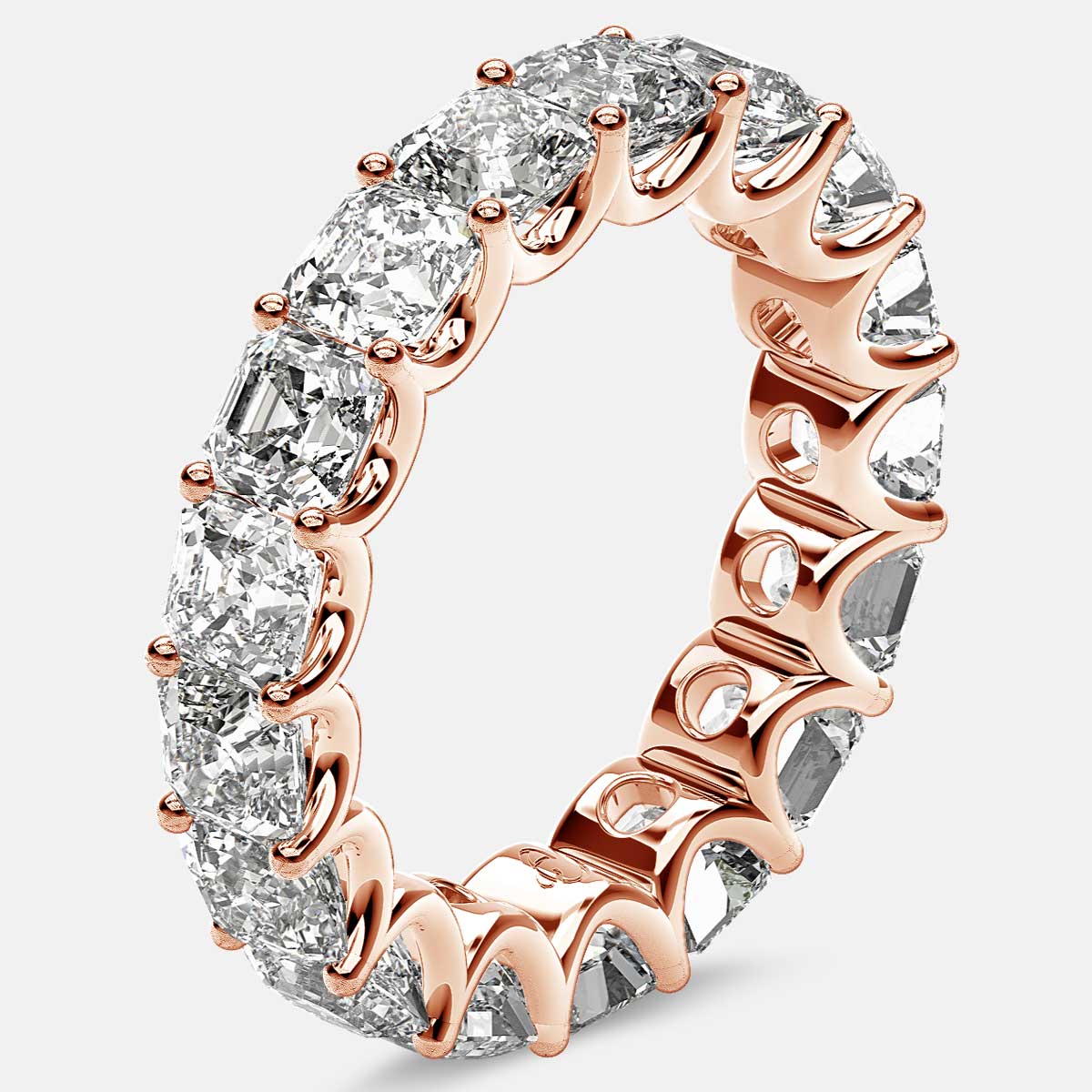 Eternity Ring with Arch Prong Set Asscher Diamonds in 18k Rose Gold