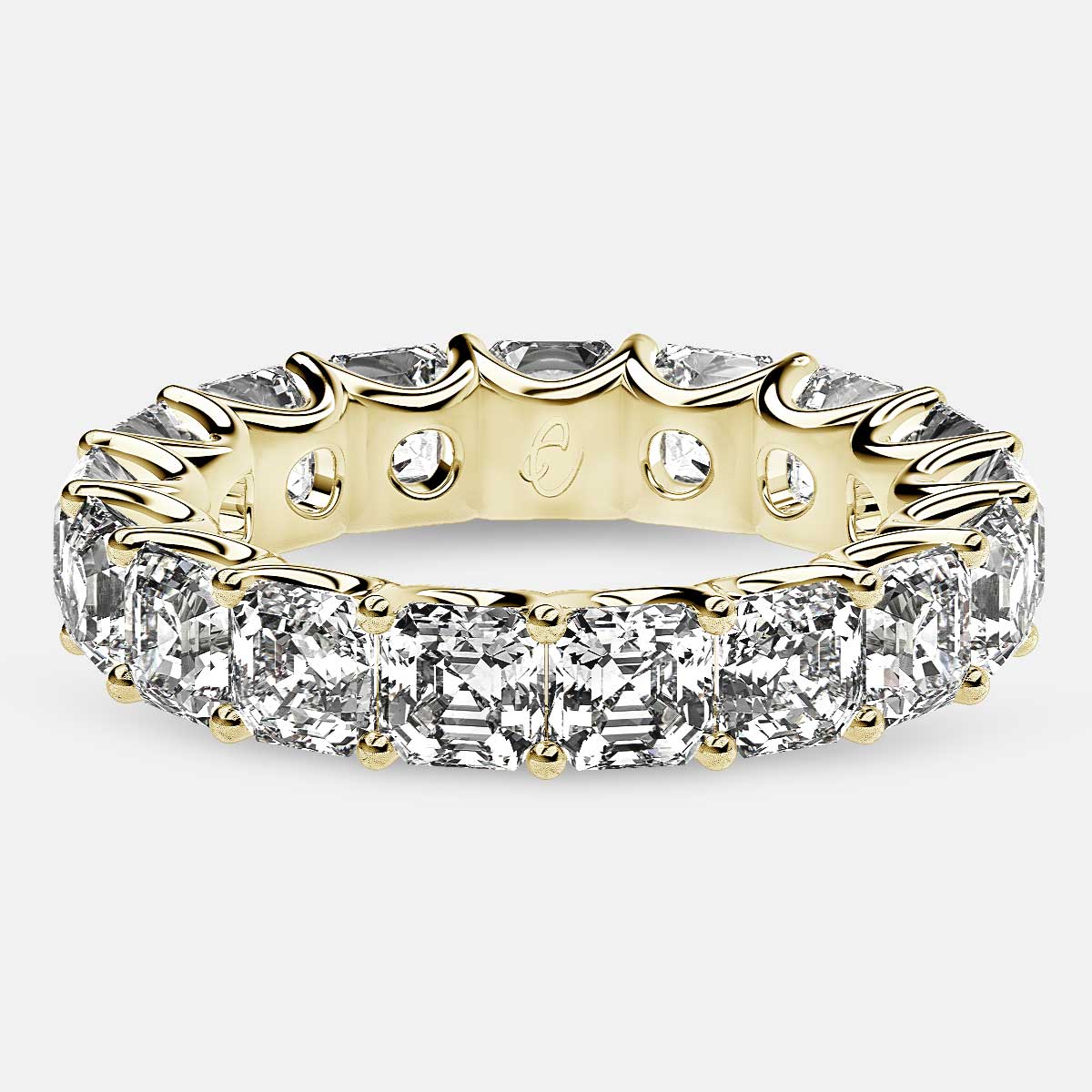 Eternity Ring with Arch Prong Set Asscher Diamonds in 18k Yellow Gold