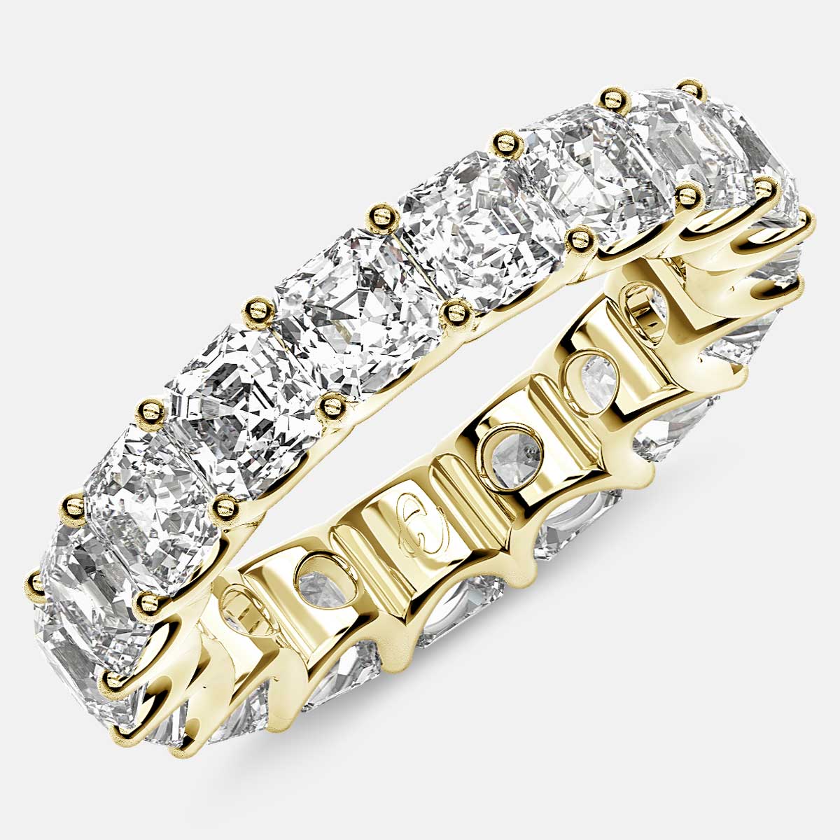Eternity Ring with Arch Prong Set Asscher Diamonds in 18k Yellow Gold
