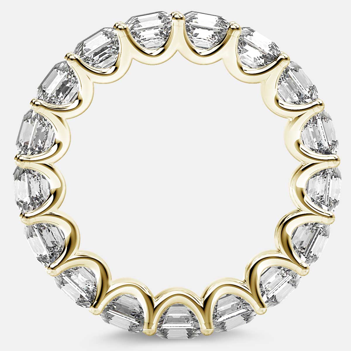 Eternity Ring with Arch Prong Set Asscher Diamonds in 18k Yellow Gold
