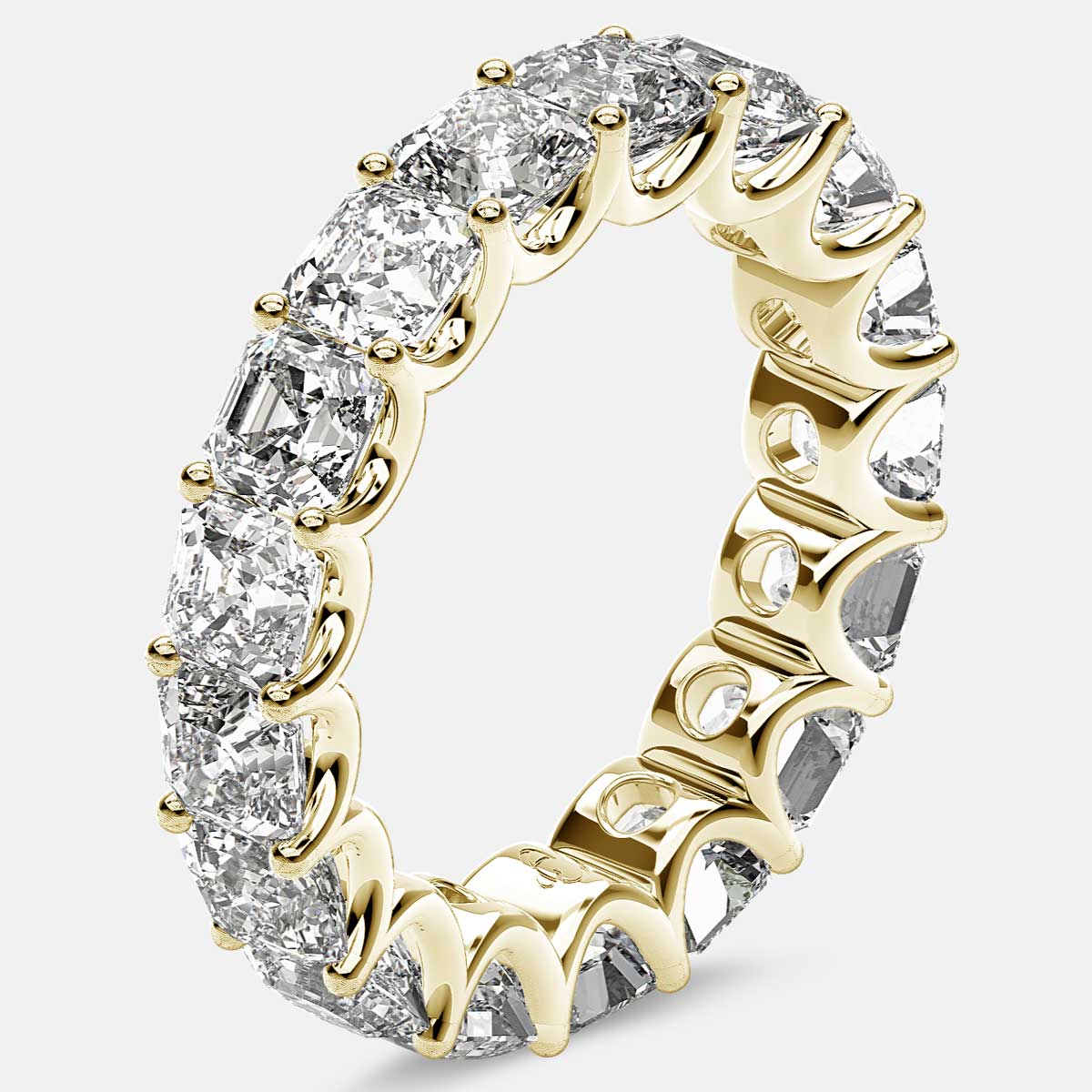 Eternity Ring with Arch Prong Set Asscher Diamonds in 18k Yellow Gold