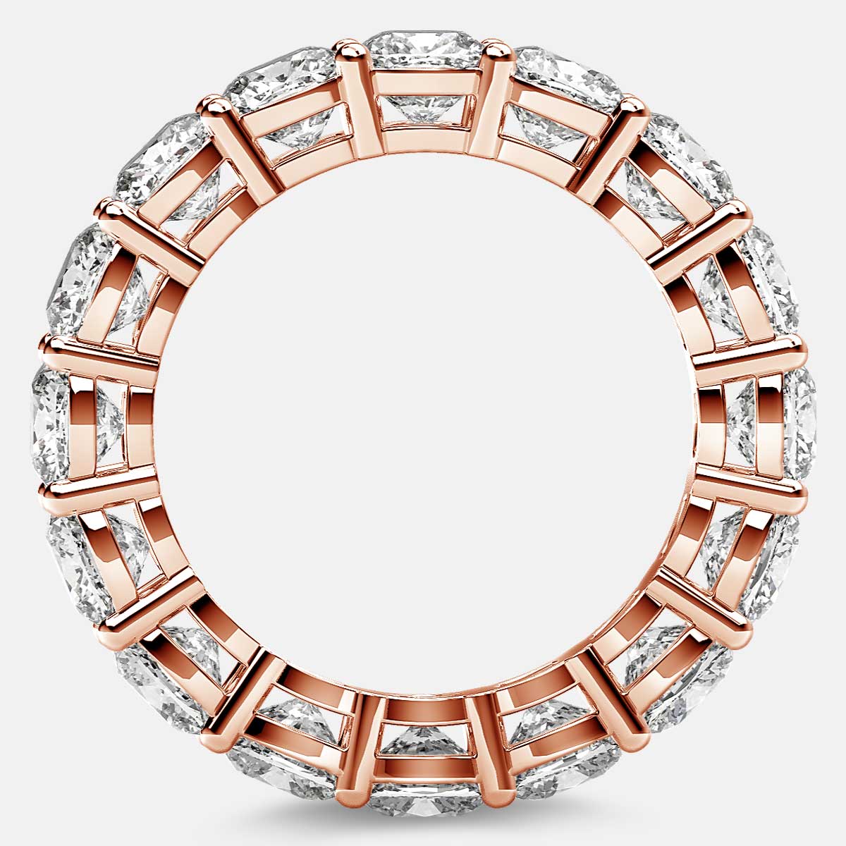 Open Gallery Eternity Ring with Cushion Cut Diamonds in 18k Rose Gold