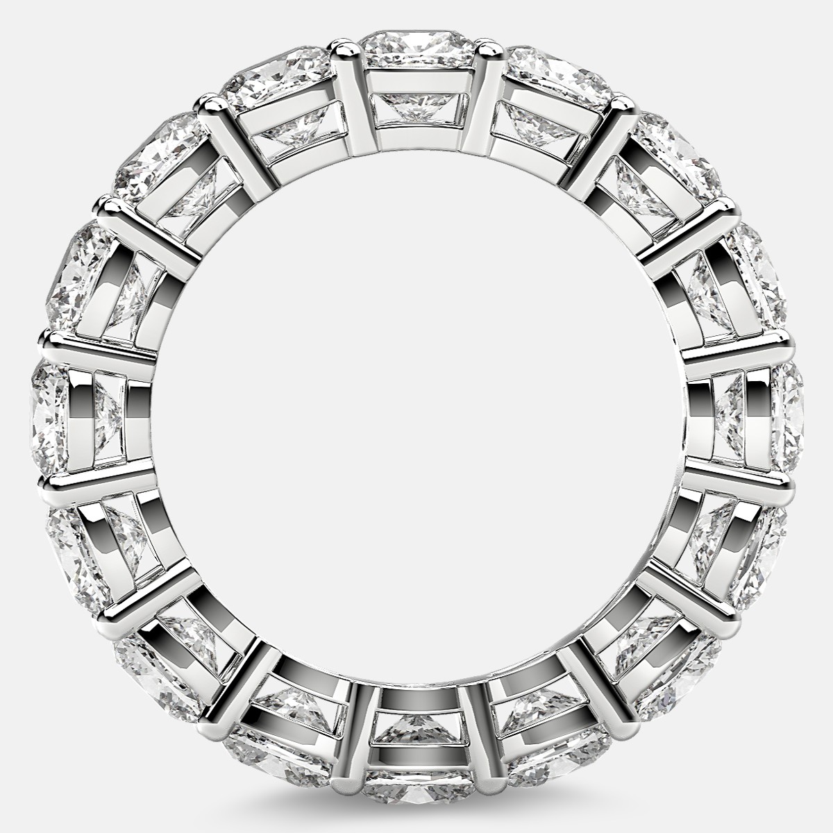 Open Gallery Eternity Ring with Cushion Cut Diamonds in 18k White Gold