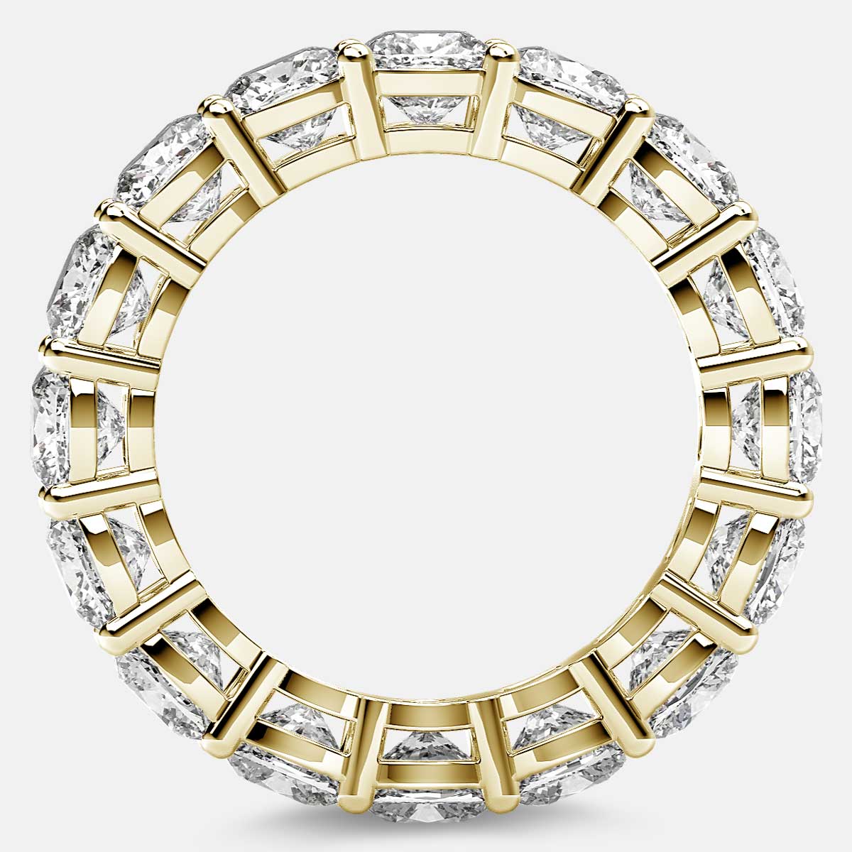 Open Gallery Eternity Ring with Cushion Cut Diamonds in 18k Yellow Gold