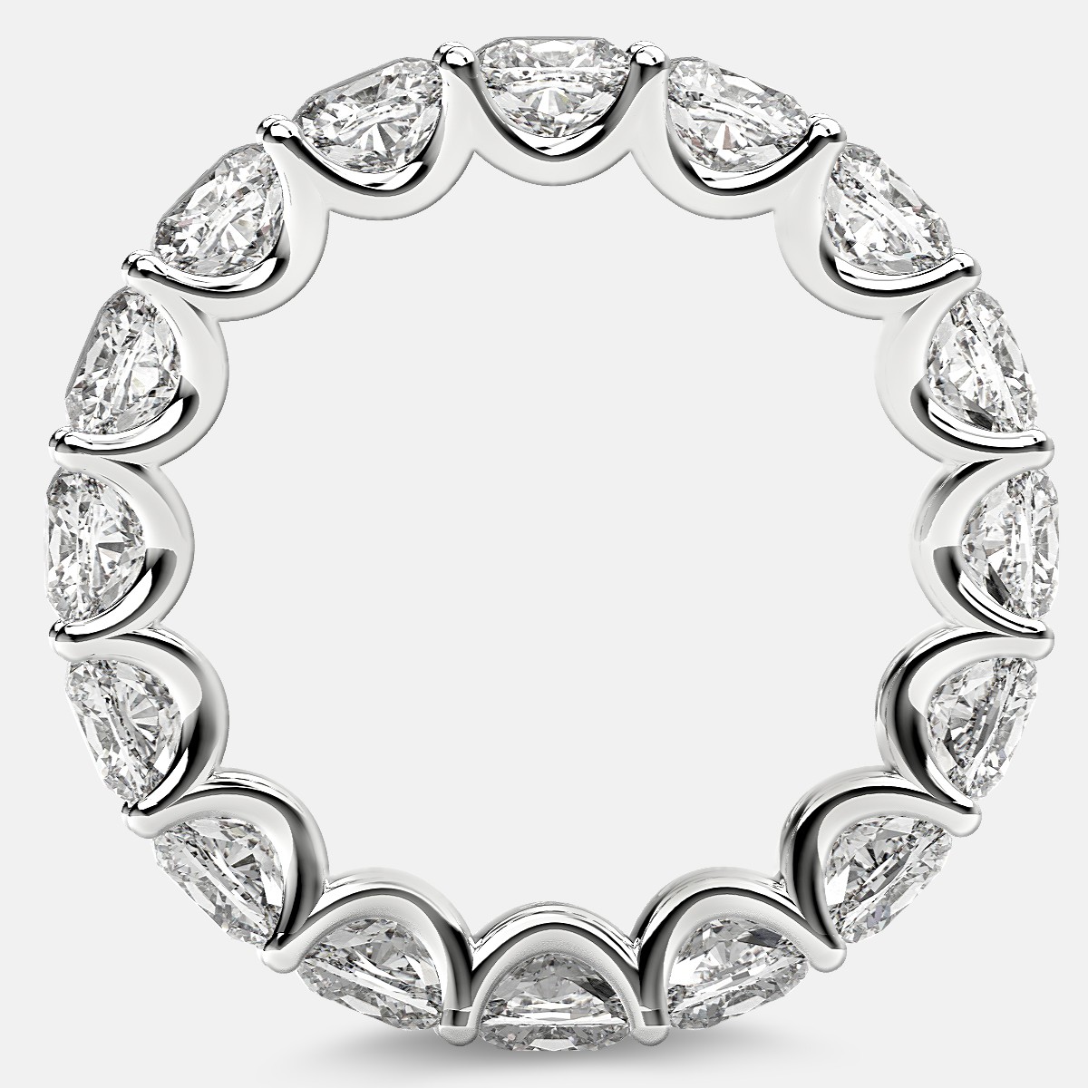 Eternity Ring with Arch Prong Set Cushion Diamonds in Platinum