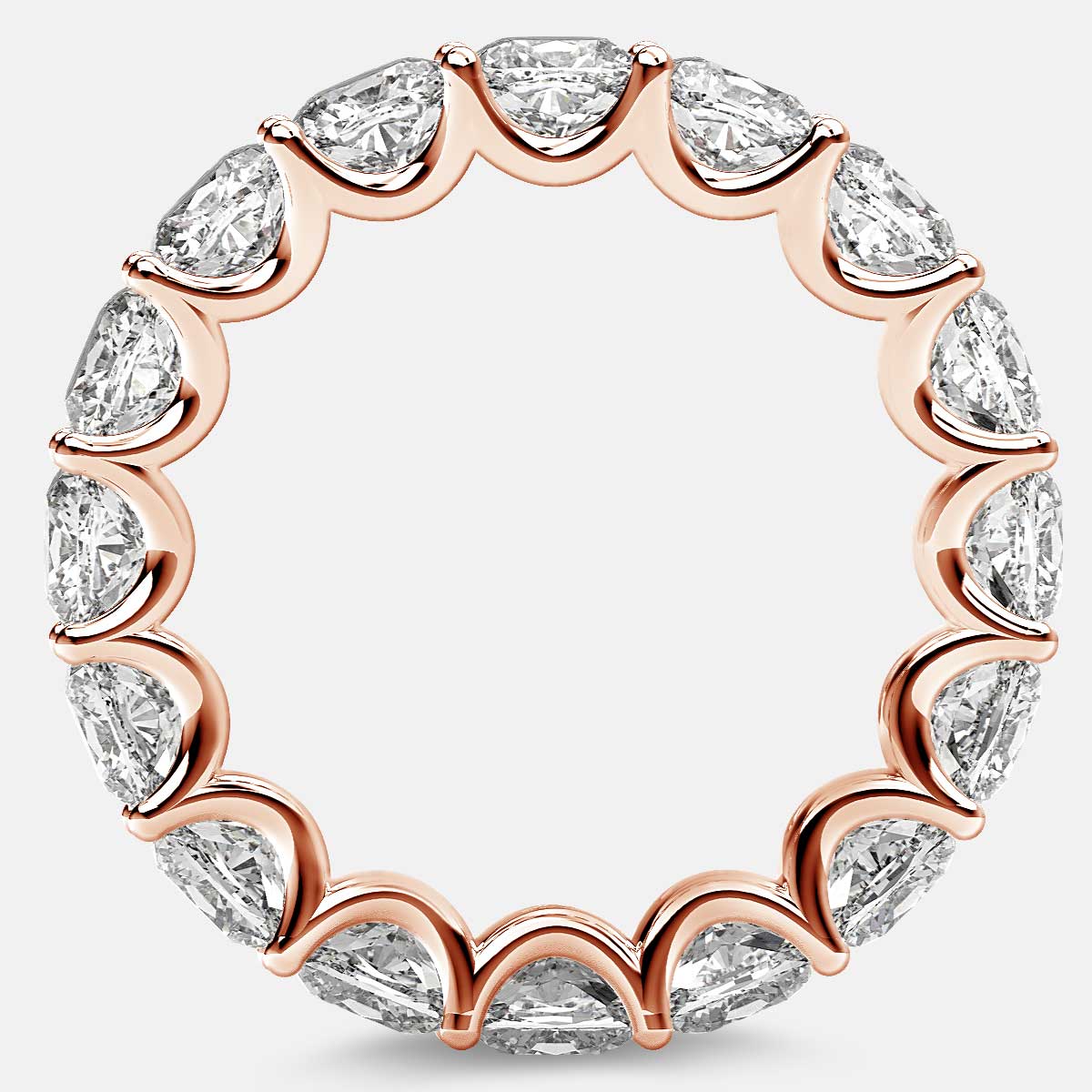 Eternity Ring with Arch Prong Set Cushion Diamonds in 18k Rose Gold