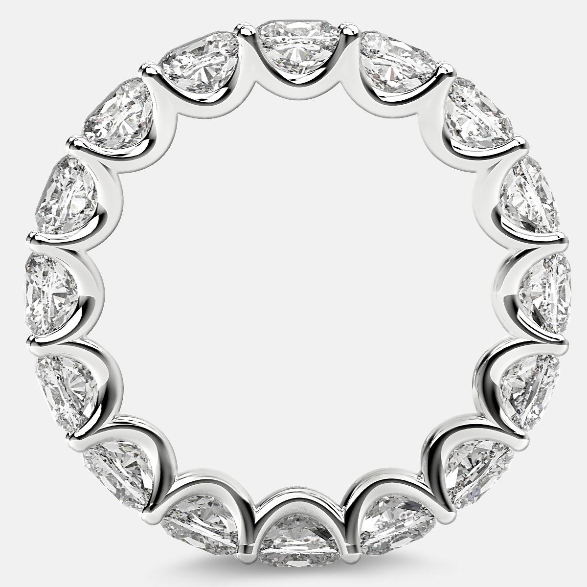 Eternity Ring with Arch Prong Set Cushion Diamonds in 18k White Gold