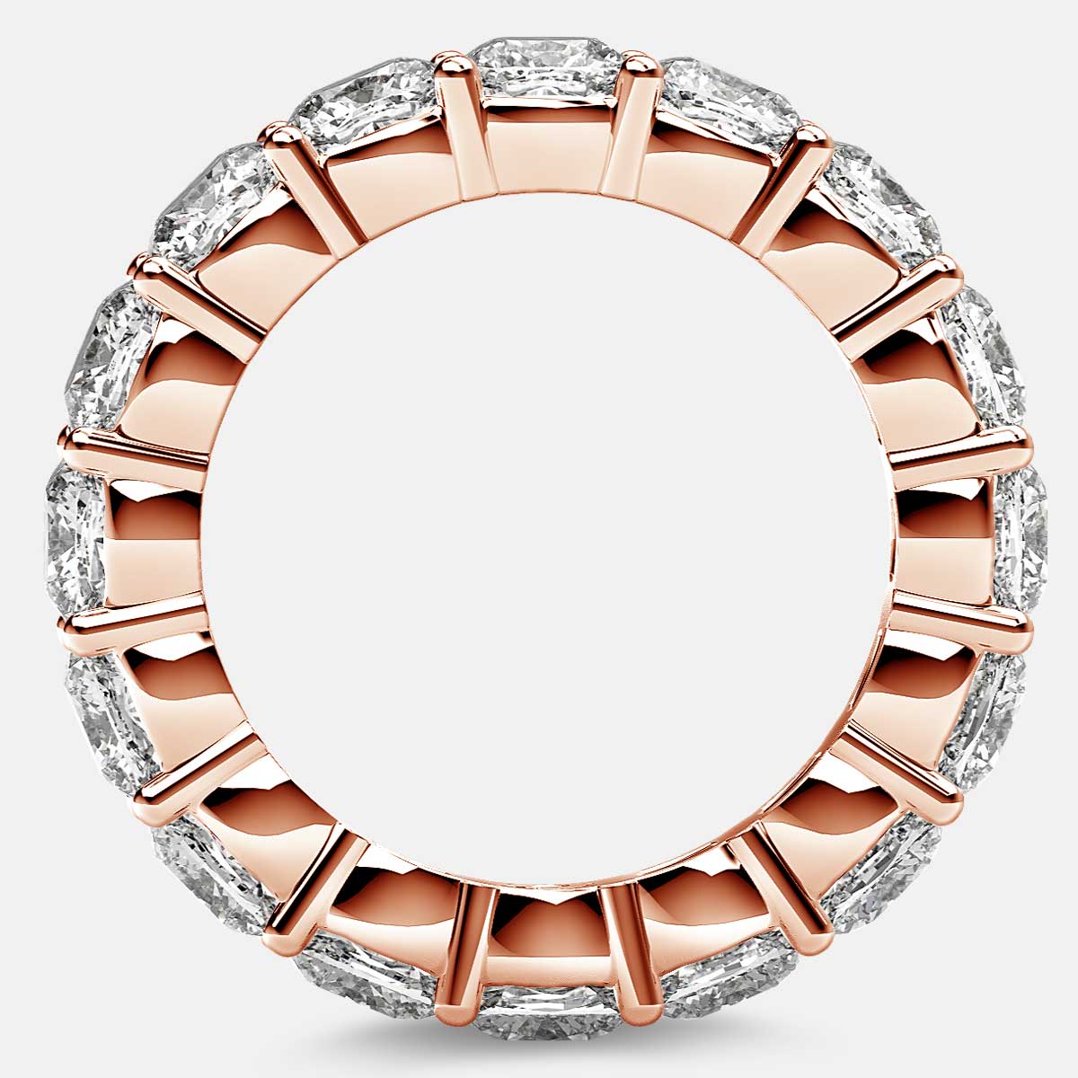 Eternity Ring with Prong Set Cushion Cut Diamonds in 18k Rose Gold
