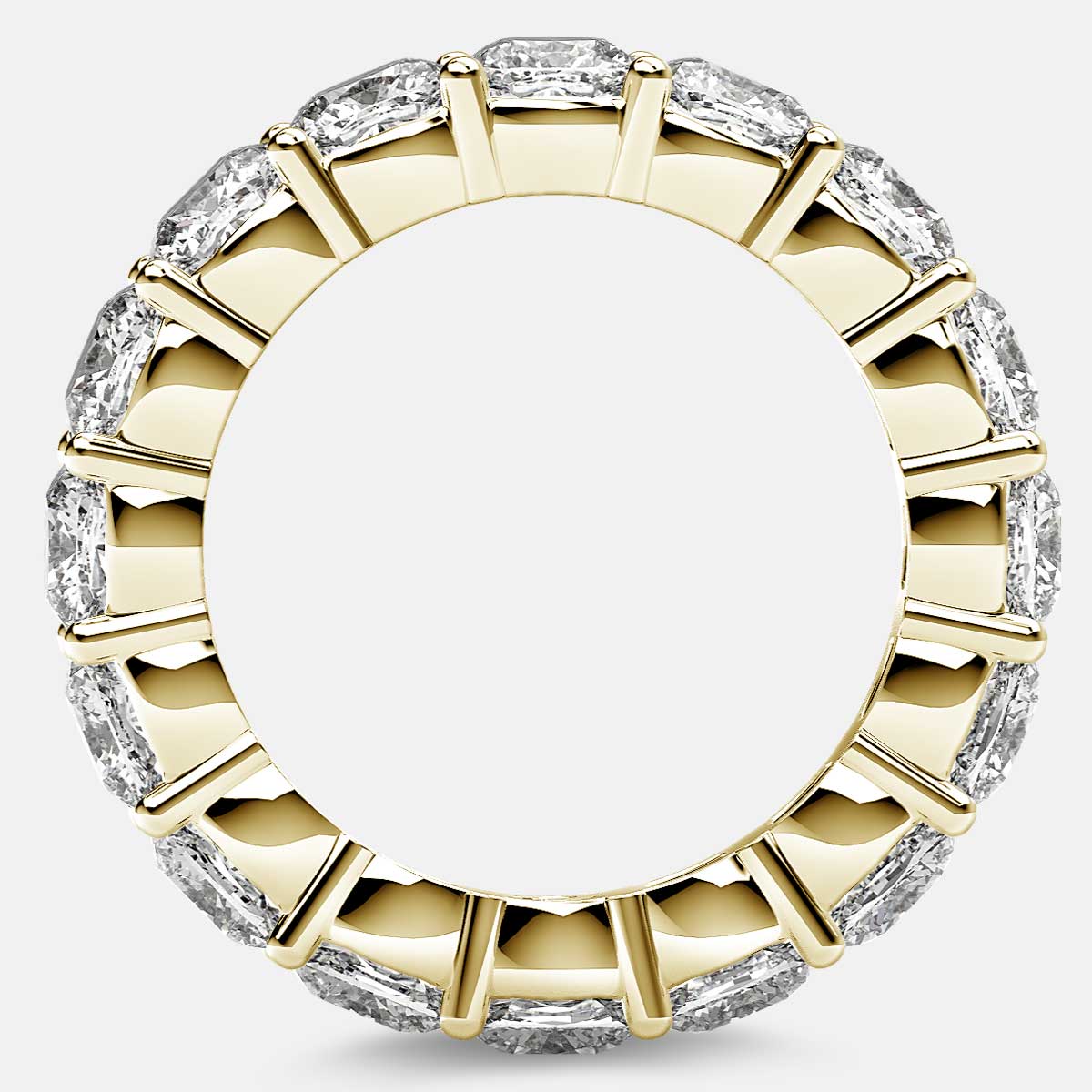 Eternity Ring with Prong Set Cushion Cut Diamonds in 18k Yellow Gold