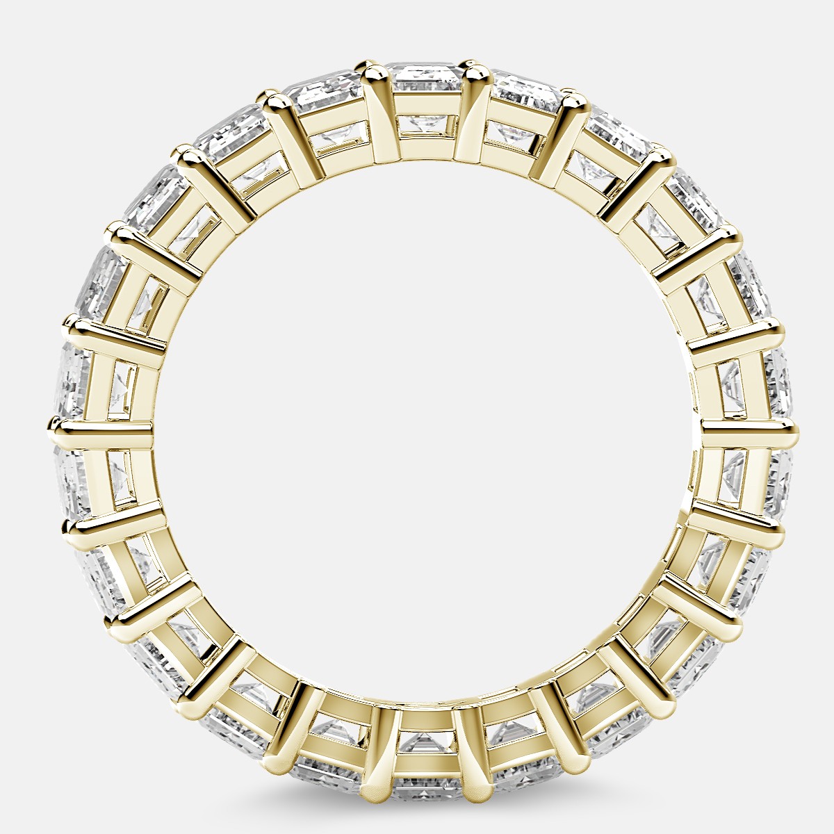 Eternity Ring with Prong Set Emerald Cut Diamonds in 18k Yellow Gold