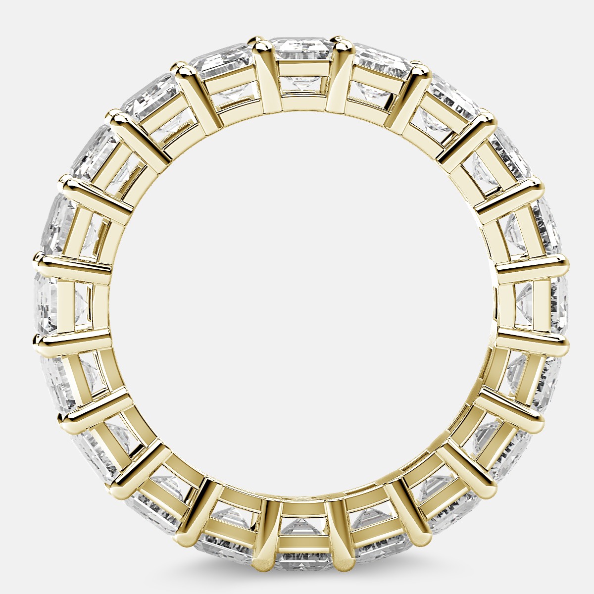 Eternity Ring with Prong Set Emerald Cut Diamonds in 18k Yellow Gold