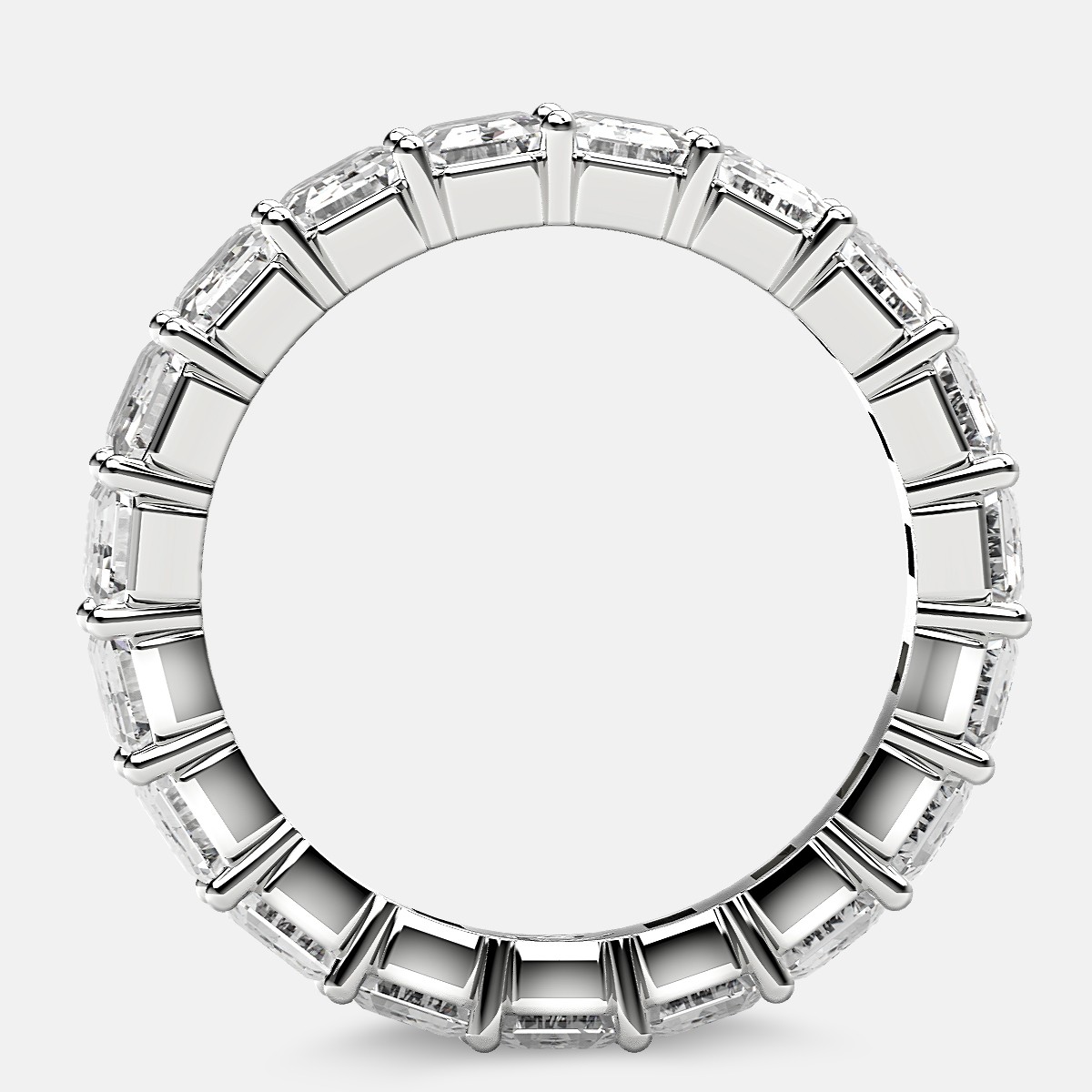 Classic Eternity Ring with Emerald Cut Diamonds in Platinum