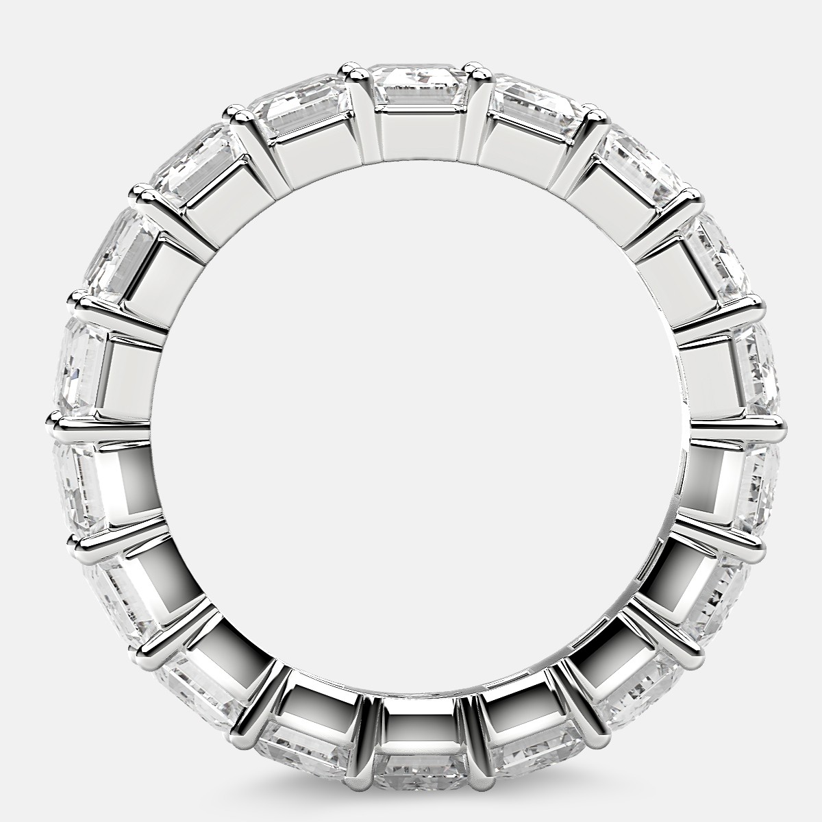 Classic Eternity Ring with Emerald Cut Diamonds in Platinum