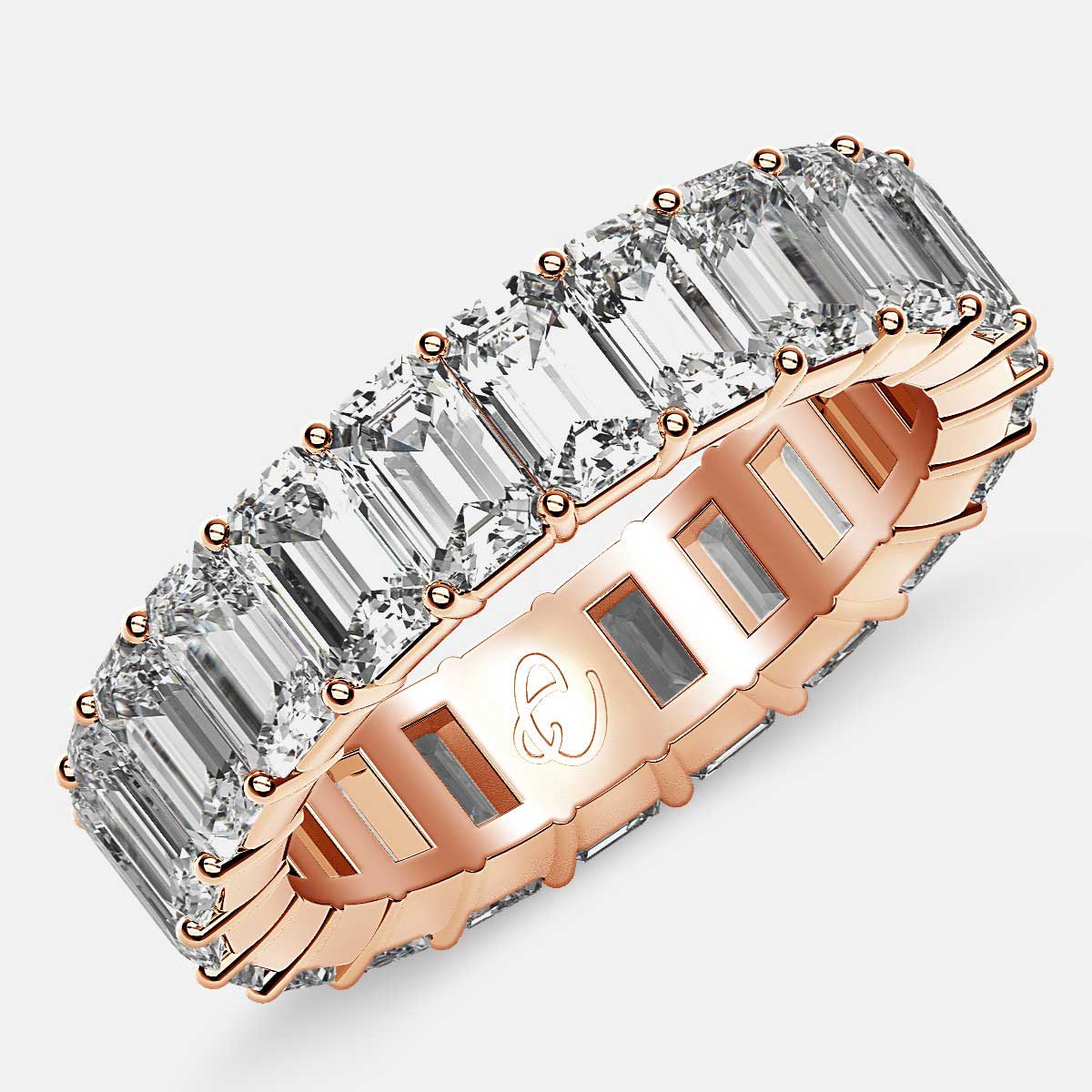 Classic Eternity Ring with Emerald Cut Diamonds in 18k Rose Gold