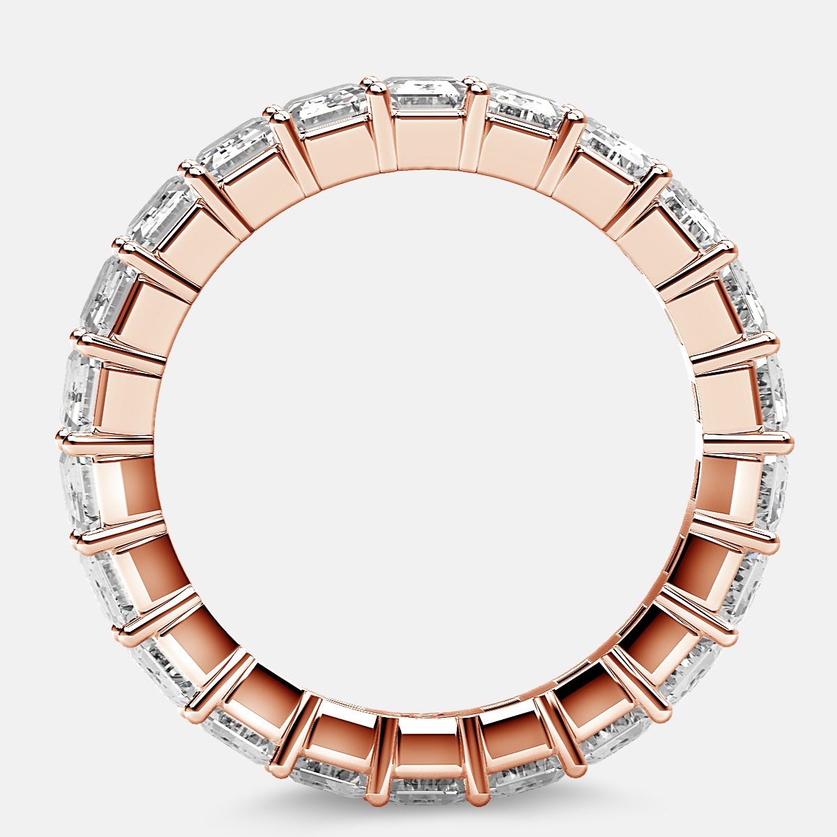 Classic Eternity Ring with Emerald Cut Diamonds in 18k Rose Gold