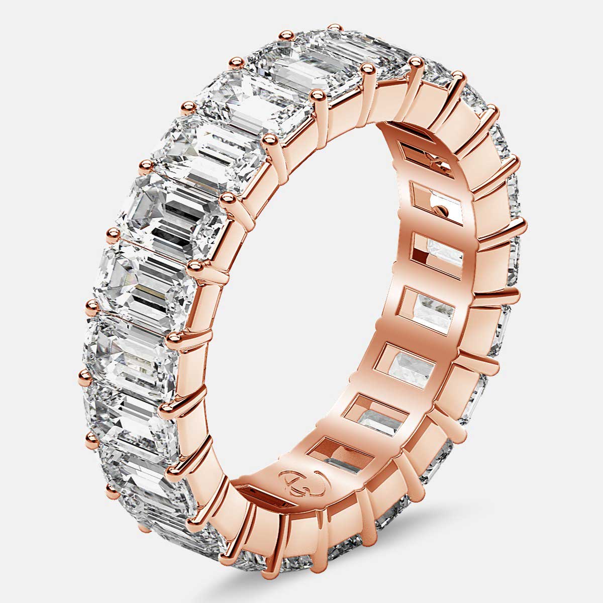 Classic Eternity Ring with Emerald Cut Diamonds in 18k Rose Gold