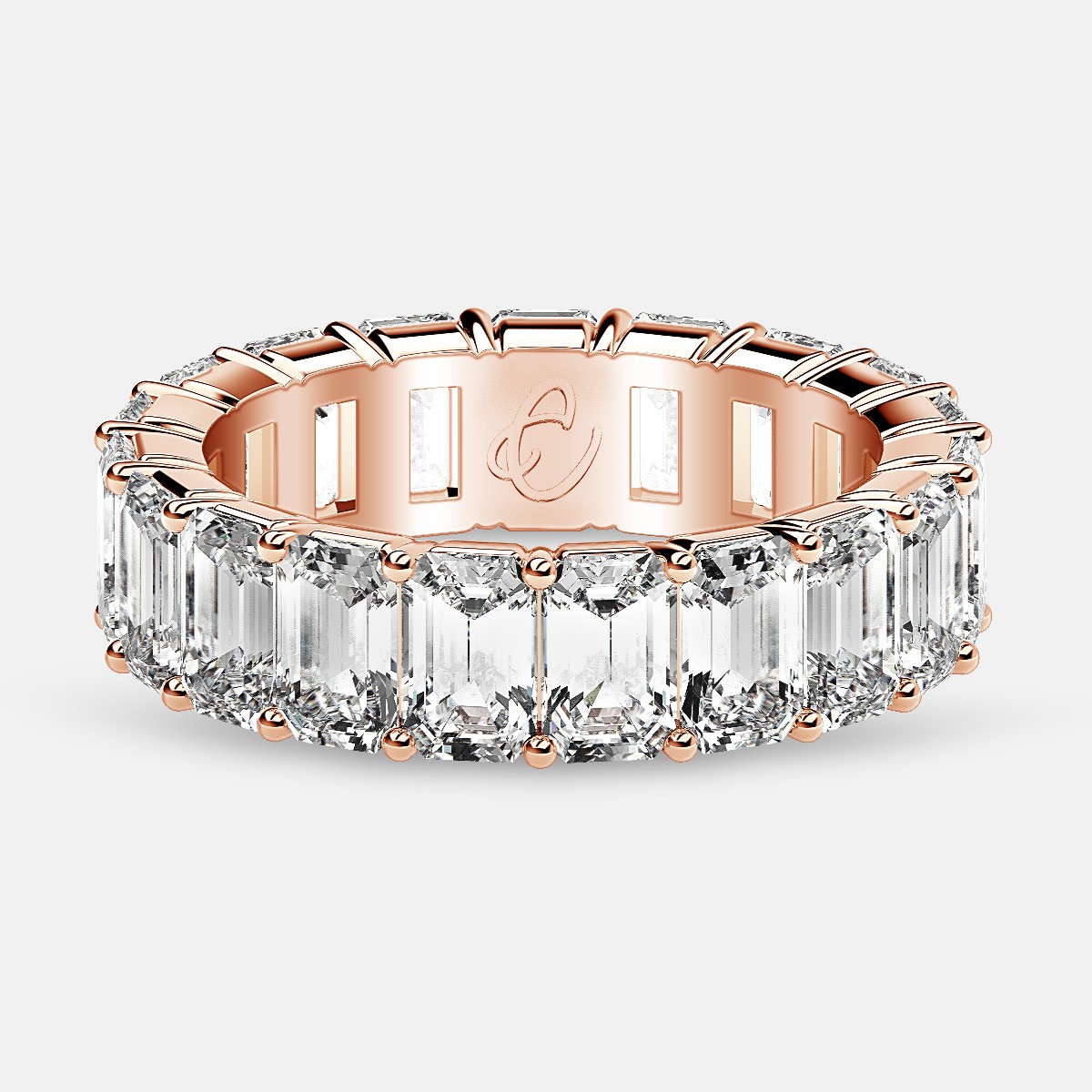 Classic Eternity Ring with Emerald Cut Diamonds in 18k Rose Gold