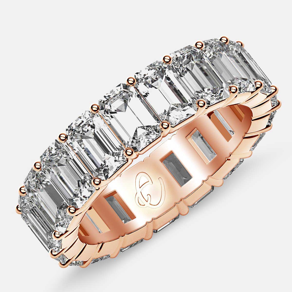 Classic Eternity Ring with Emerald Cut Diamonds in 18k Rose Gold