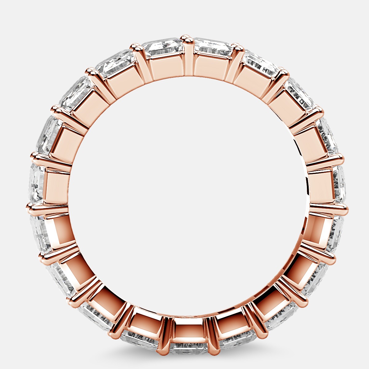 Classic Eternity Ring with Emerald Cut Diamonds in 18k Rose Gold