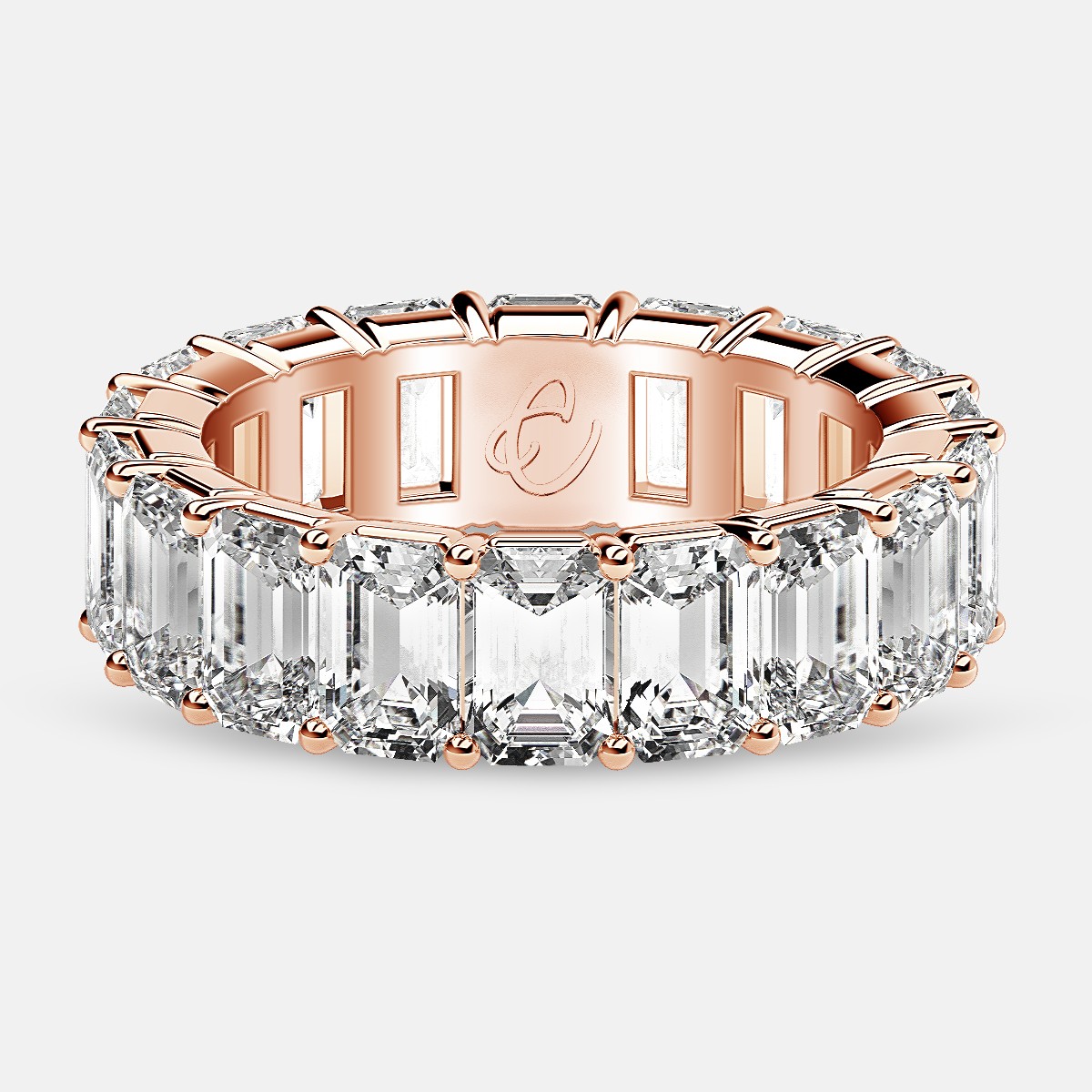 Classic Eternity Ring with Emerald Cut Diamonds in 18k Rose Gold