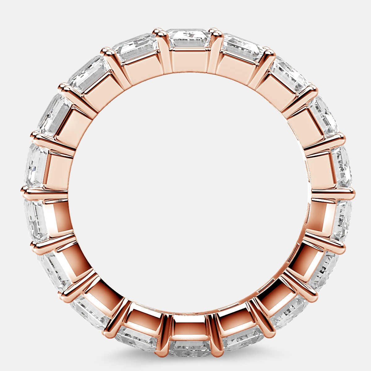 Classic Eternity Ring with Emerald Cut Diamonds in 18k Rose Gold