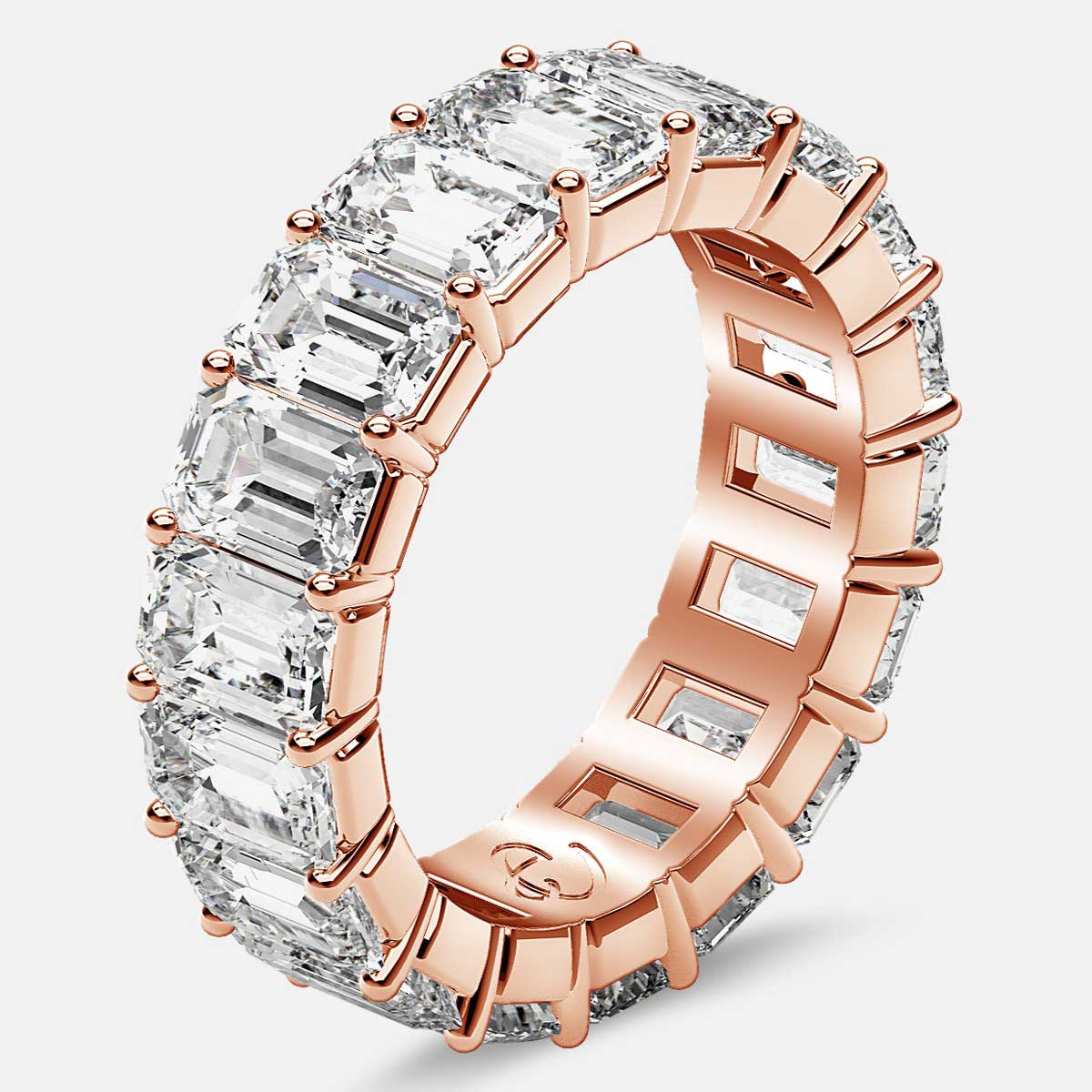 Classic Eternity Ring with Emerald Cut Diamonds in 18k Rose Gold