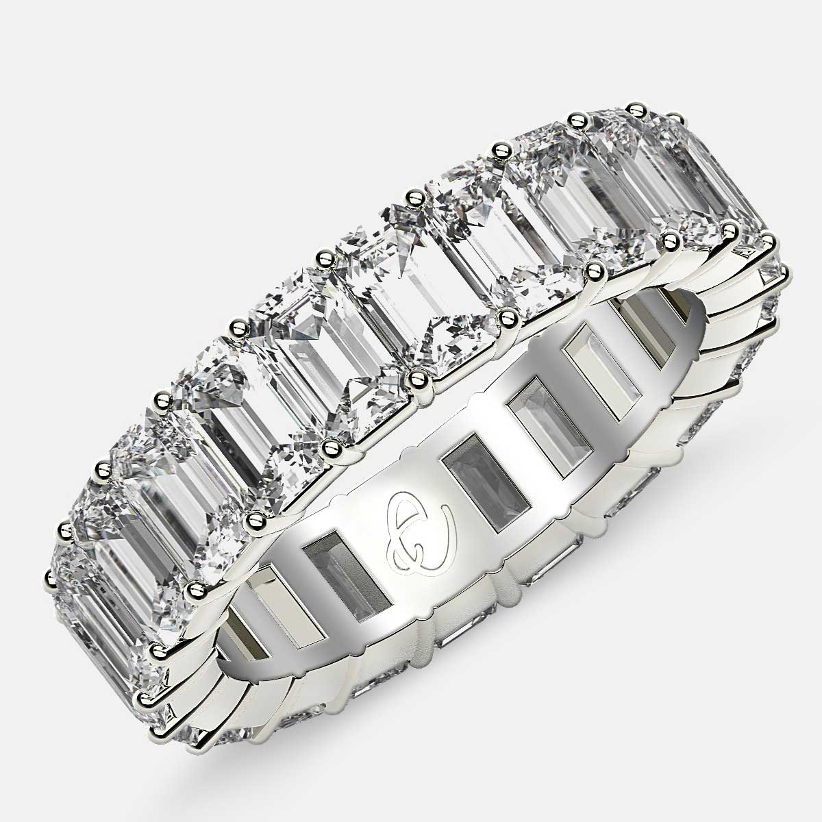 Classic Eternity Ring with Emerald Cut Diamonds in 18k White Gold